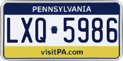 PA license plate LXQ5986