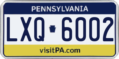 PA license plate LXQ6002