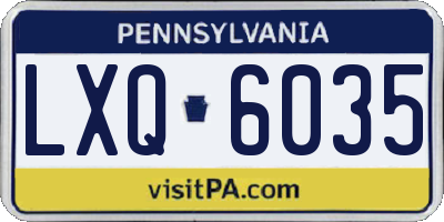 PA license plate LXQ6035