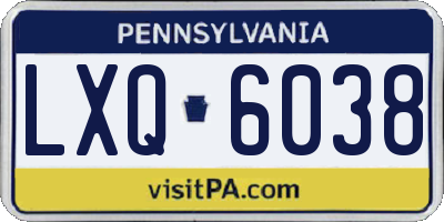 PA license plate LXQ6038