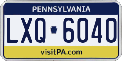PA license plate LXQ6040