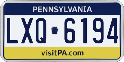 PA license plate LXQ6194