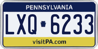 PA license plate LXQ6233