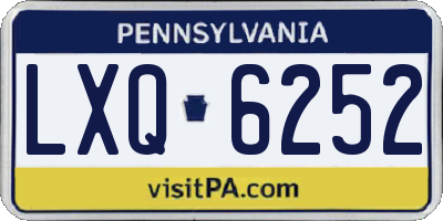 PA license plate LXQ6252