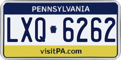 PA license plate LXQ6262