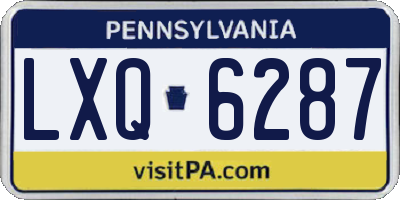 PA license plate LXQ6287