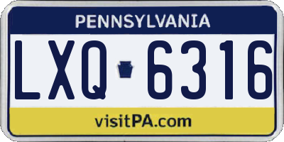 PA license plate LXQ6316