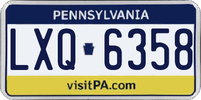PA license plate LXQ6358