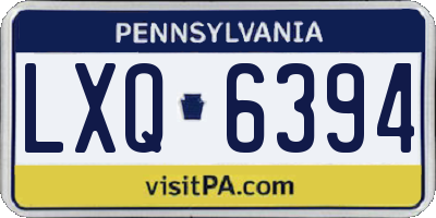 PA license plate LXQ6394