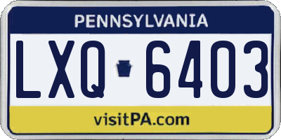 PA license plate LXQ6403