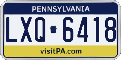 PA license plate LXQ6418
