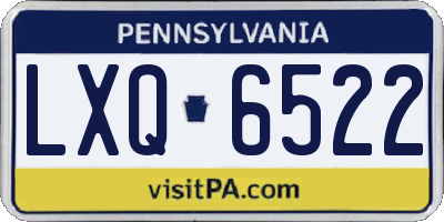 PA license plate LXQ6522