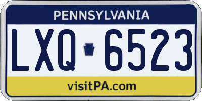 PA license plate LXQ6523