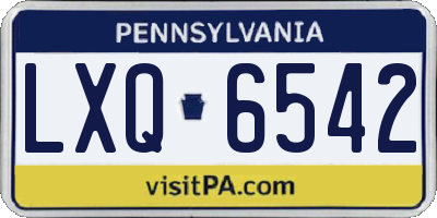 PA license plate LXQ6542