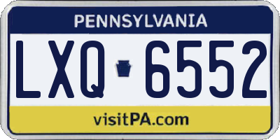 PA license plate LXQ6552