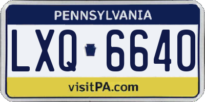 PA license plate LXQ6640
