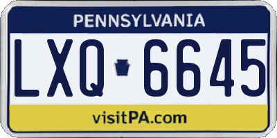 PA license plate LXQ6645