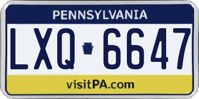 PA license plate LXQ6647