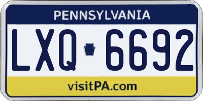 PA license plate LXQ6692