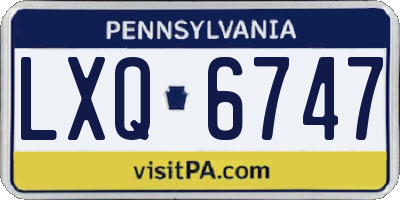 PA license plate LXQ6747