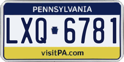 PA license plate LXQ6781