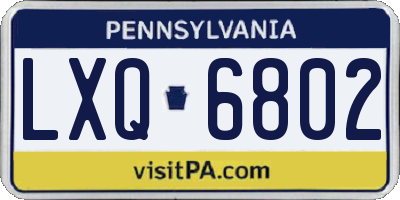 PA license plate LXQ6802