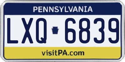 PA license plate LXQ6839