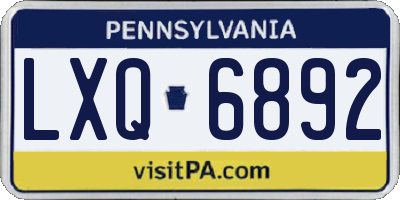 PA license plate LXQ6892