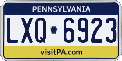 PA license plate LXQ6923