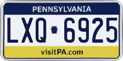 PA license plate LXQ6925