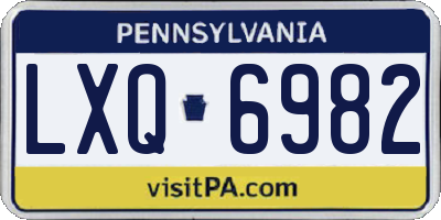 PA license plate LXQ6982