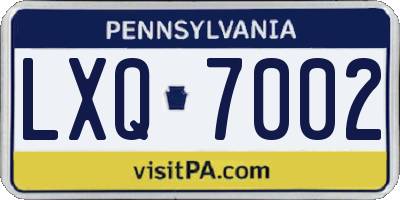 PA license plate LXQ7002
