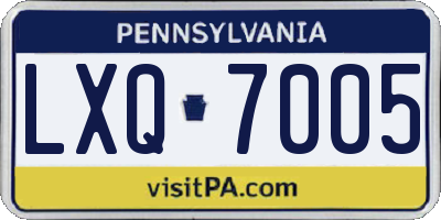 PA license plate LXQ7005