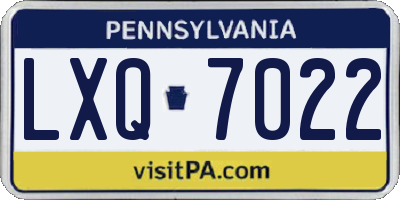 PA license plate LXQ7022