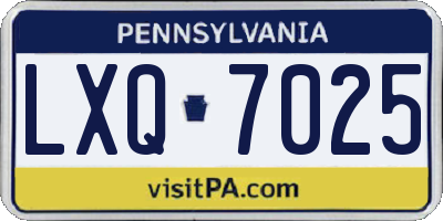 PA license plate LXQ7025