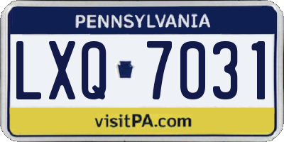 PA license plate LXQ7031