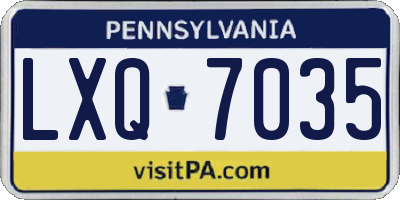 PA license plate LXQ7035