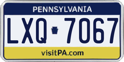 PA license plate LXQ7067
