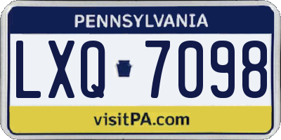PA license plate LXQ7098