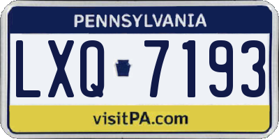 PA license plate LXQ7193