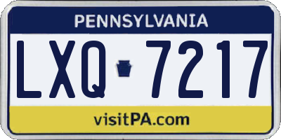 PA license plate LXQ7217