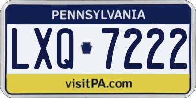 PA license plate LXQ7222