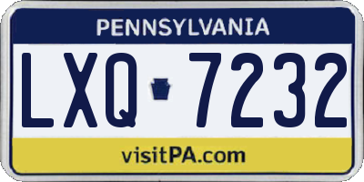 PA license plate LXQ7232