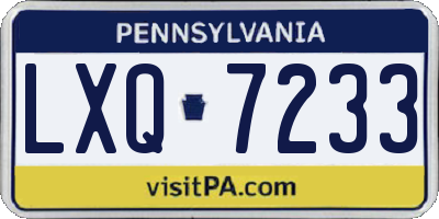 PA license plate LXQ7233