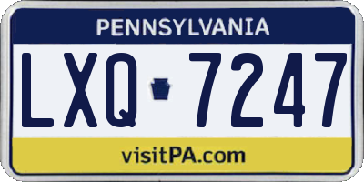 PA license plate LXQ7247