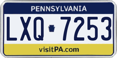 PA license plate LXQ7253