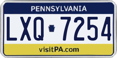 PA license plate LXQ7254