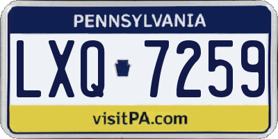 PA license plate LXQ7259