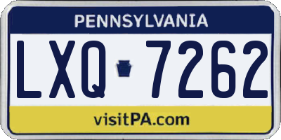 PA license plate LXQ7262