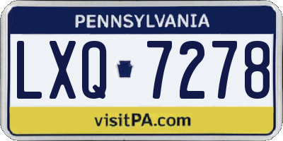 PA license plate LXQ7278